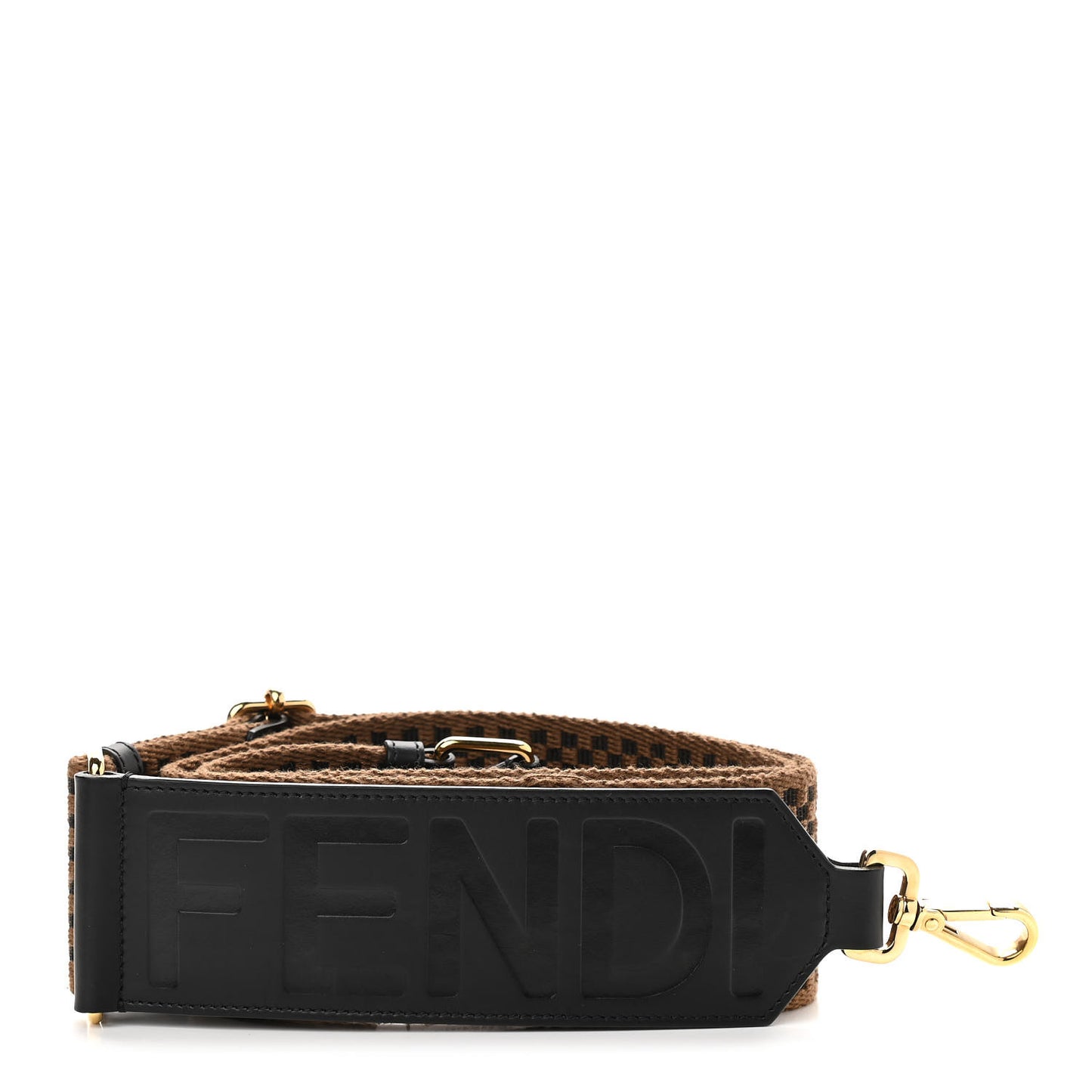 Ribbon Vitello King Logo Embossed Gingham Woven Adjustable Strap You Panna Black