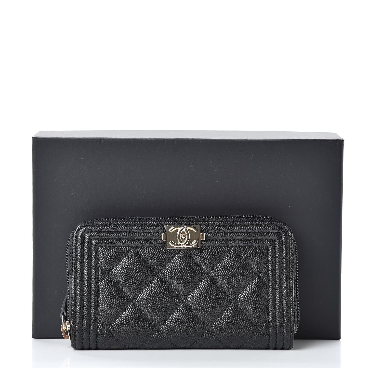 Chanel Caviar Quilted Small Boy Zip Around Wallet Black 9 of 9
