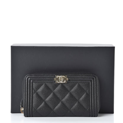 Chanel Caviar Quilted Small Boy Zip Around Wallet Black 9 of 9