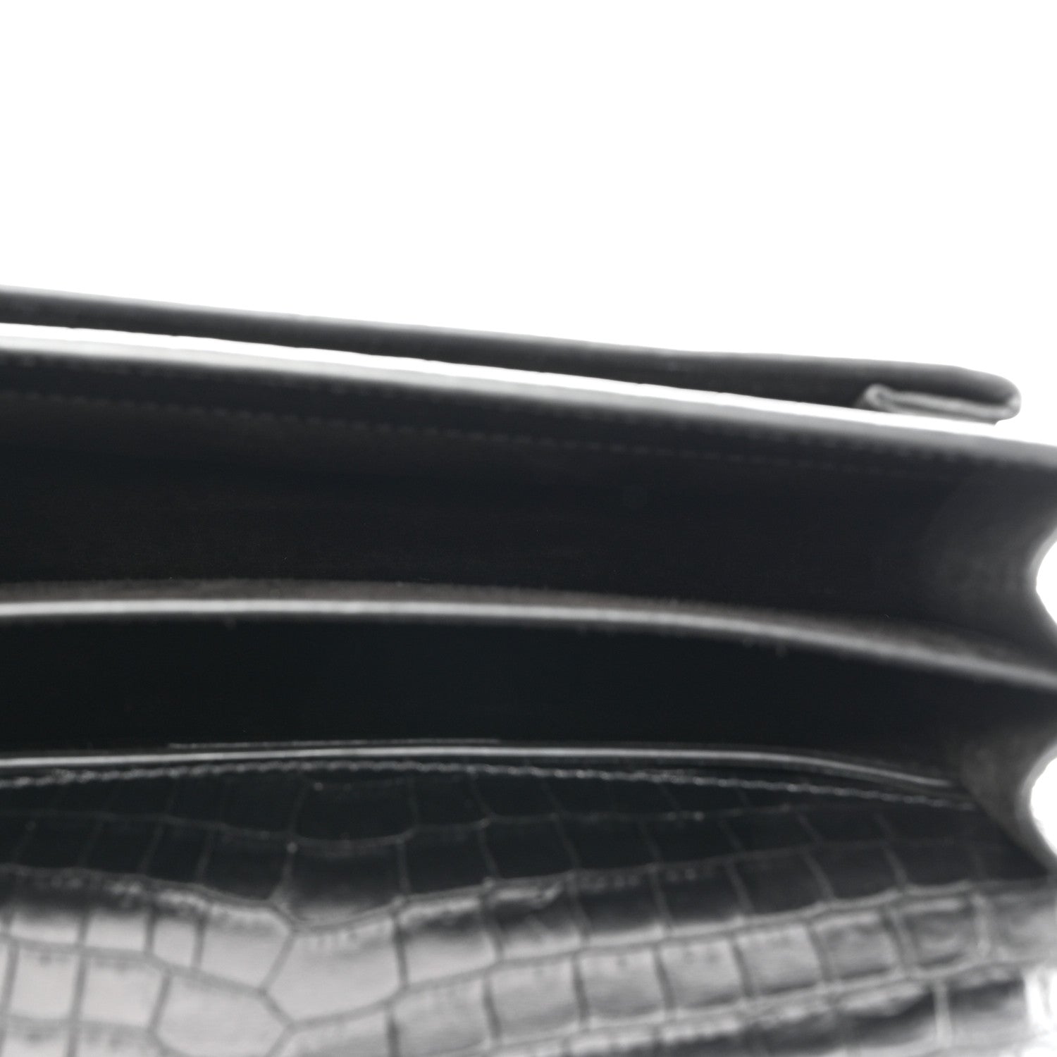 Saint Laurent Calfskin Crocodile Embossed Medium Monogram Sunset Black 5 of 10