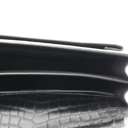 Saint Laurent Calfskin Crocodile Embossed Medium Monogram Sunset Black 5 of 10