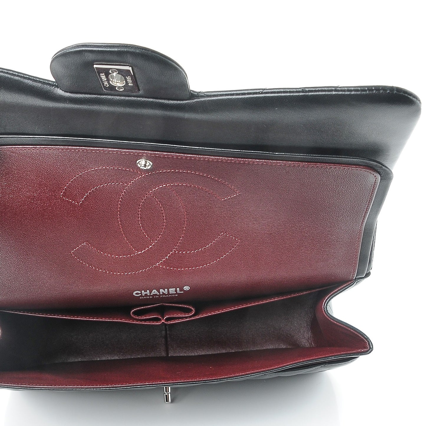 Lambskin Quilted Jumbo Double Flap Black