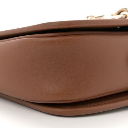 Gucci GG Supreme Monogram Textured Calfskin Emblem Mini Shoulder Bag Beige Dark Brown 9 of 10