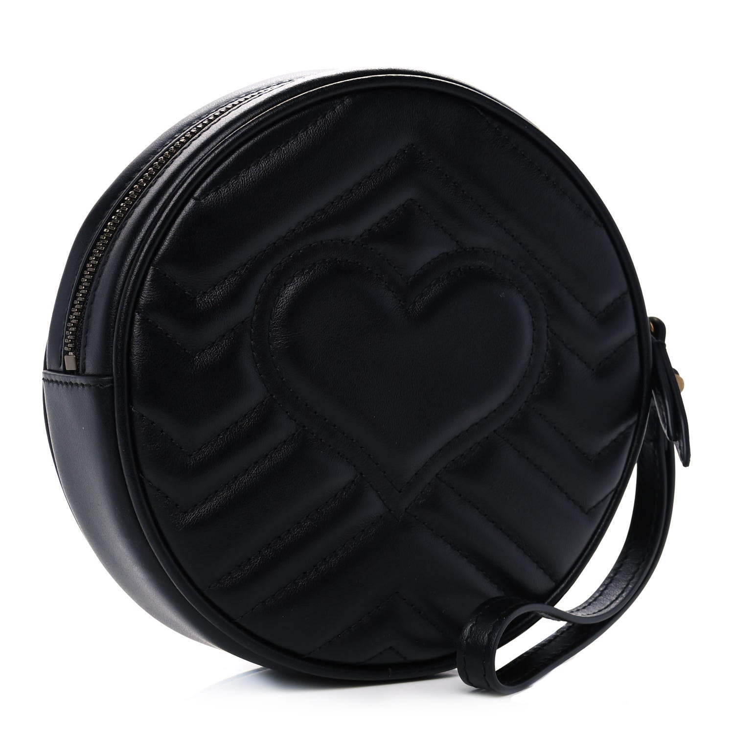 Gucci Calfskin Matelasse GG Marmont Round Wrist Wallet Black 2 of 10