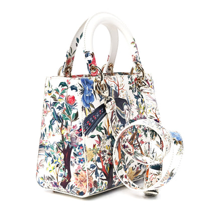 Christian Dior Calfskin Jardin D'Hiver Printed Medium Lady Dior White Multicolor 3 of 11