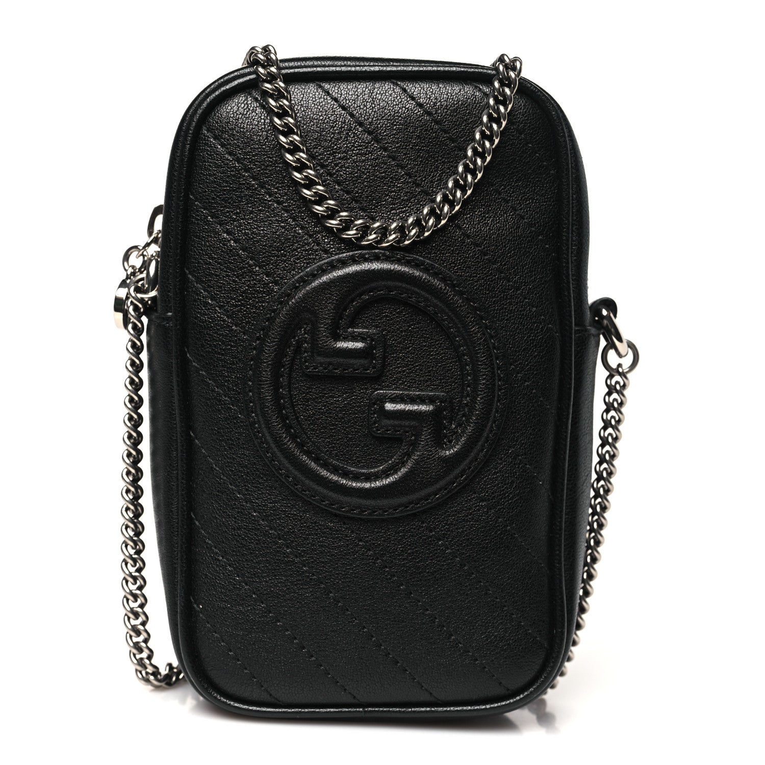 Gucci Sakai Be Green Calfskin Diagonal Stitched Mini Blondie Vertical Shoulder Bag Black 1 of 11