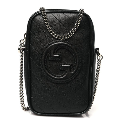 Gucci Sakai Be Green Calfskin Diagonal Stitched Mini Blondie Vertical Shoulder Bag Black 1 of 11