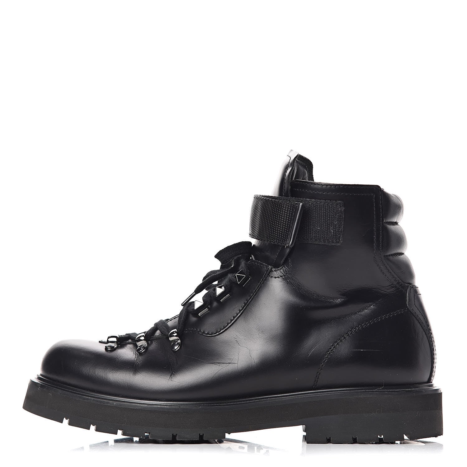 Valentino Garavani Calfskin Mens Rockstud VLTN Lace Up Boots 42 Black 1 of 8