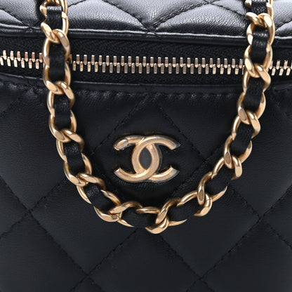 Chanel Lambskin Quilted Mini Pearl Crush Vanity Case With Chain Black 10 of 10