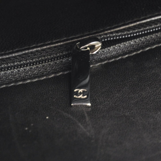 Patent Chocolate Bar Quilted Tote Black