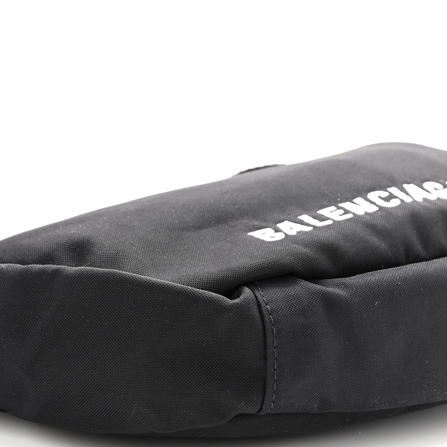 Recycled Sport Nylon Logo Embroidered Wheel Sling Bag Black White