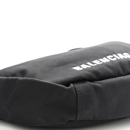 Balenciaga Recycled Sport Nylon Logo Embroidered Wheel Sling Bag Black White 8 of 9