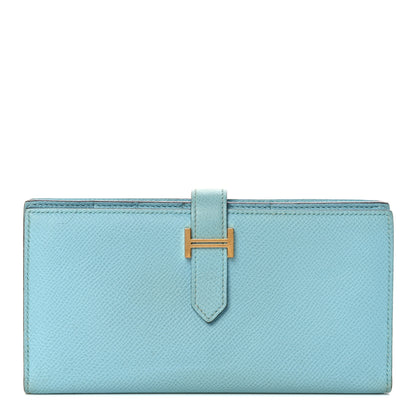 Hermes Epsom Bearn Gusset Wallet Bleu Atoll 1 of 15