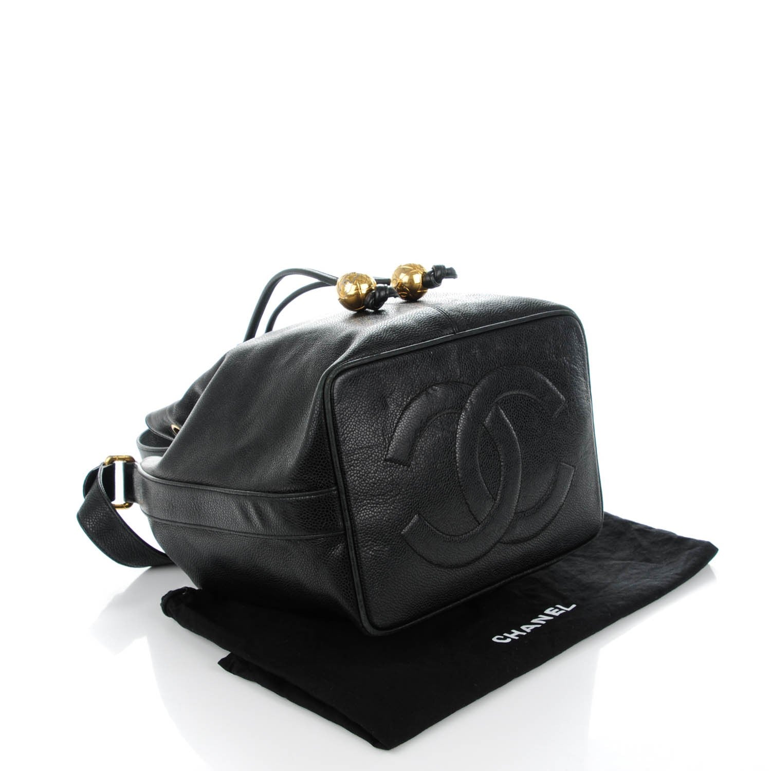 Chanel Caviar CC Drawstring Shoulder Bag Black 4 of 9