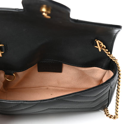 Gucci Calfskin Matelasse Super Mini GG Marmont Shoulder Bag Black 5 of 9