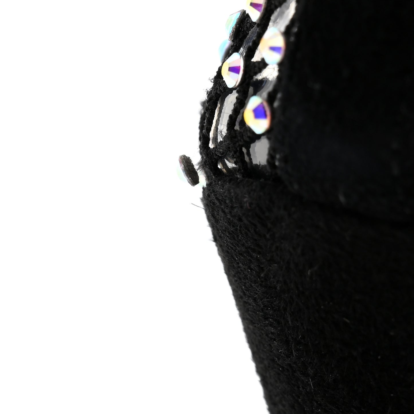Mesh Crystal 68 Knee High Boots 38.5 Pink Black