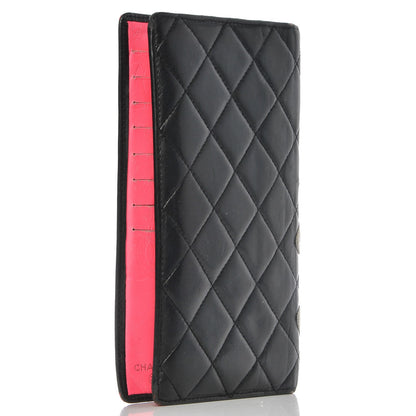 Chanel Calfskin Quilted Cambon Yen Wallet Black White 3 of 19