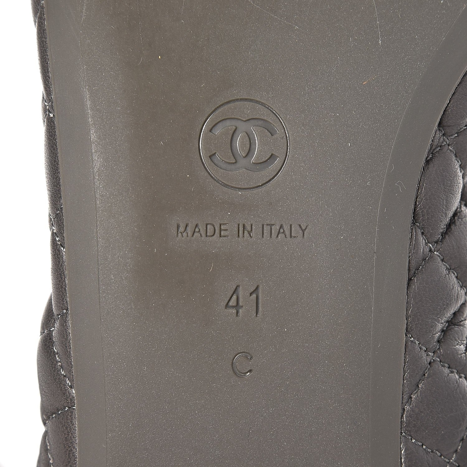 Chanel Lambskin Quilted Camellia Cap Toe Ballerina Flats 41 Grey Green 6 of 12