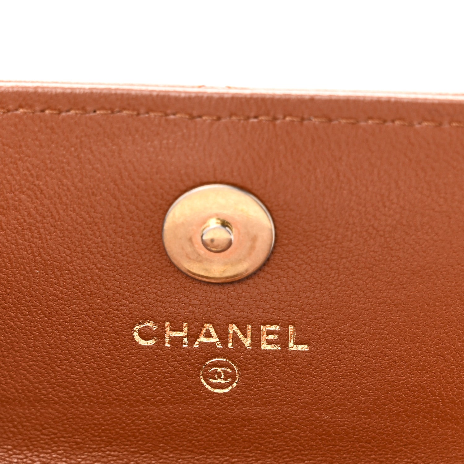 Chanel Lambskin Quilted Studded CC Clutch With Chain Brown 6 of 11