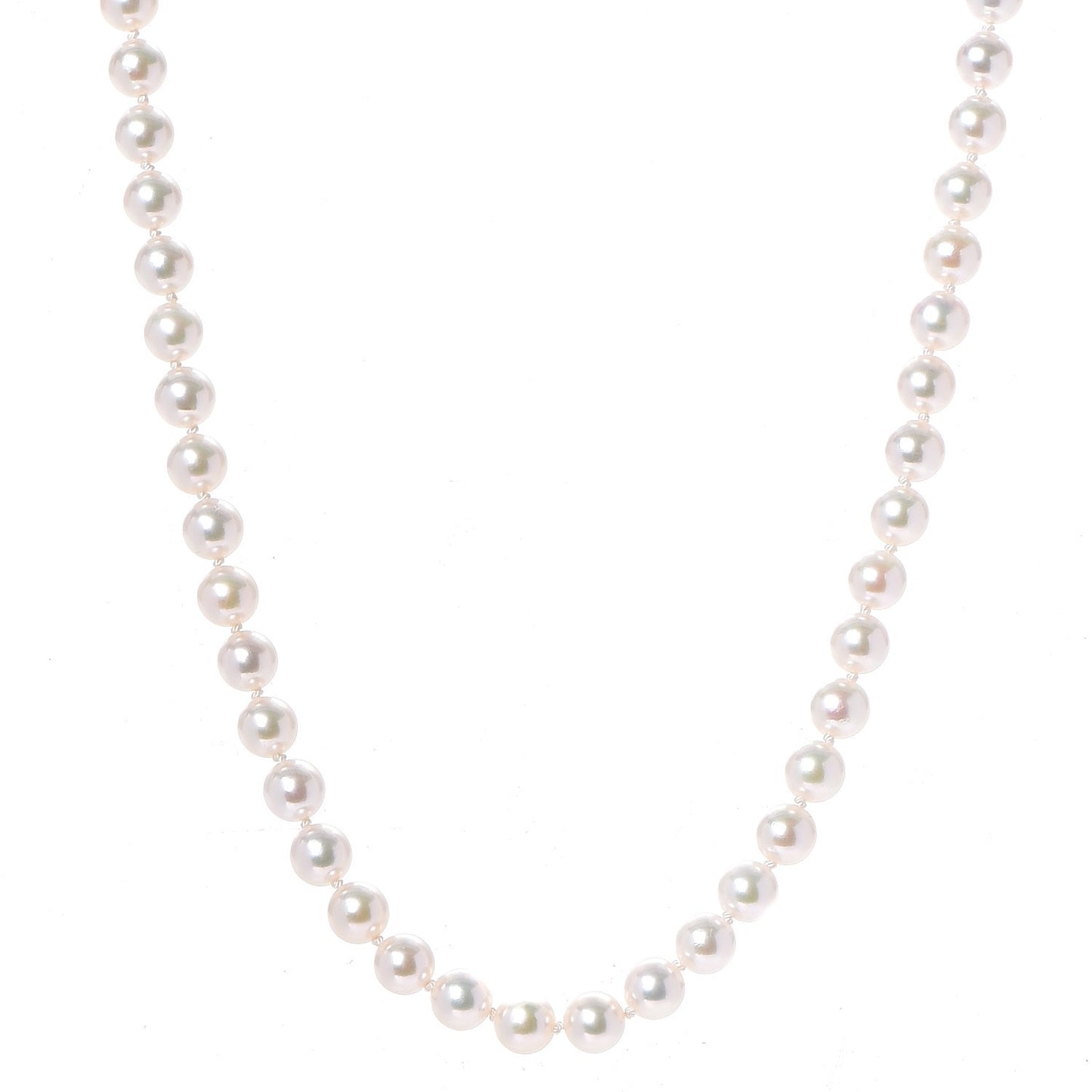 18K White Gold Akoya Cultured Pearl 6.5mm Strand Necklace 18