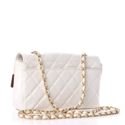 Chanel Caviar Quilted Wood CC Single Flap White 3 of 10