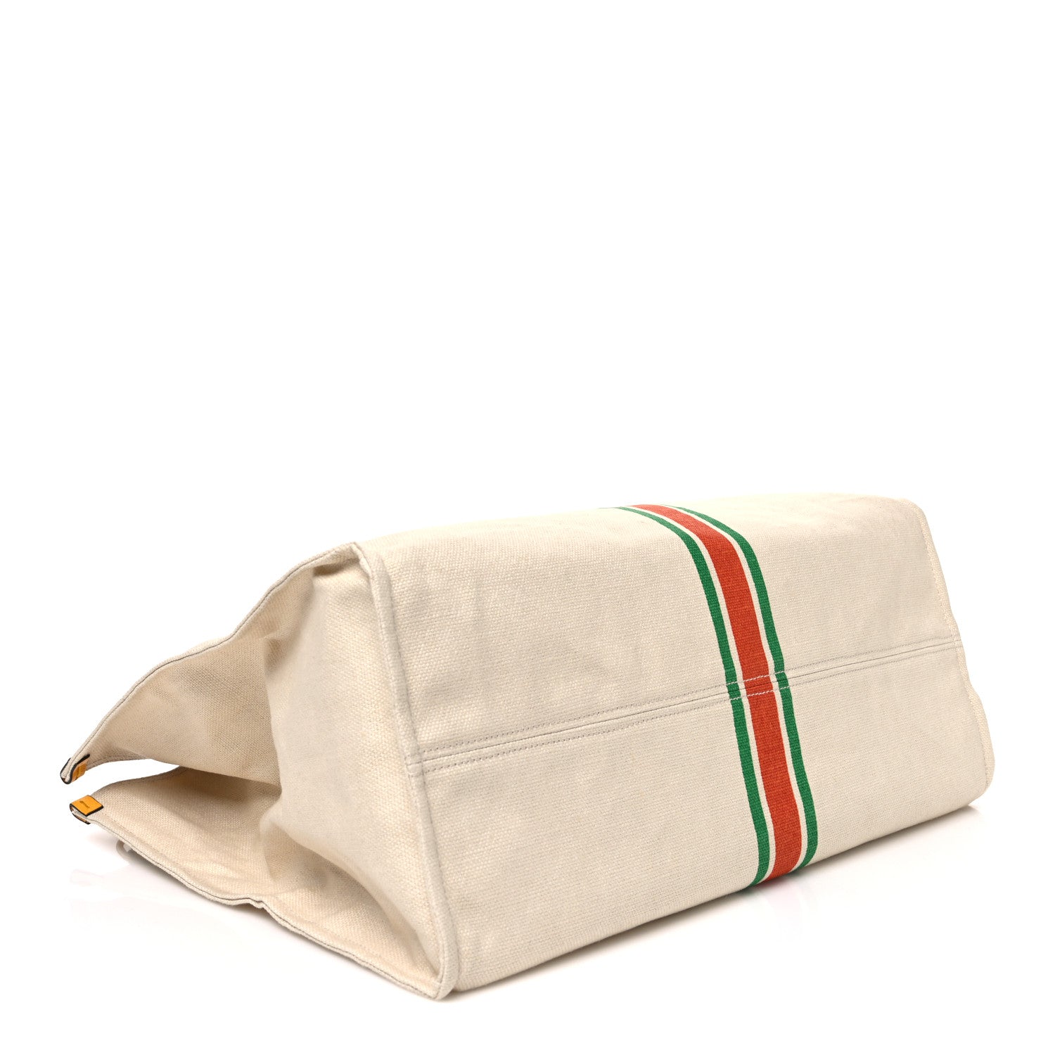 Gucci Linen Heavy Canvas Textured Dollar Calfskin Web Large Retro Interlocking G Foldable Tote Light Beige 4 of 10