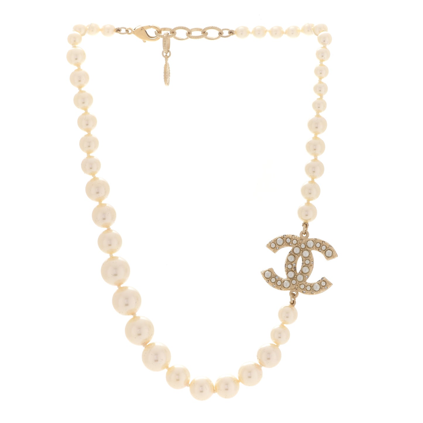 Pearl CC 100th Anniversary Necklace Light Gold