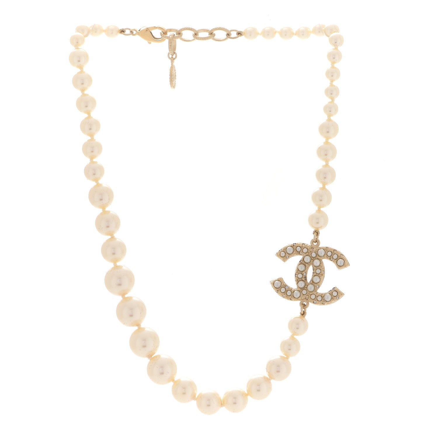 Chanel Pearl CC 100th Anniversary Necklace Light Gold 3 of 6