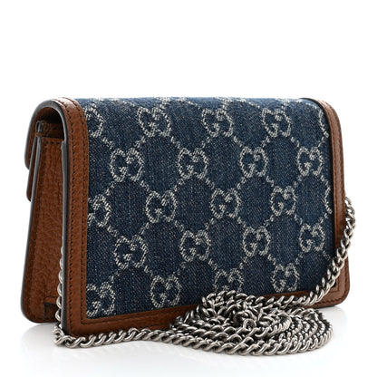 Gucci New Denim GG Monogram Dollar Calfskin Enamel Super Mini Dionysus Shoulder Bag Blue Tea Cuir Epilog Electric Blue 3 of 10