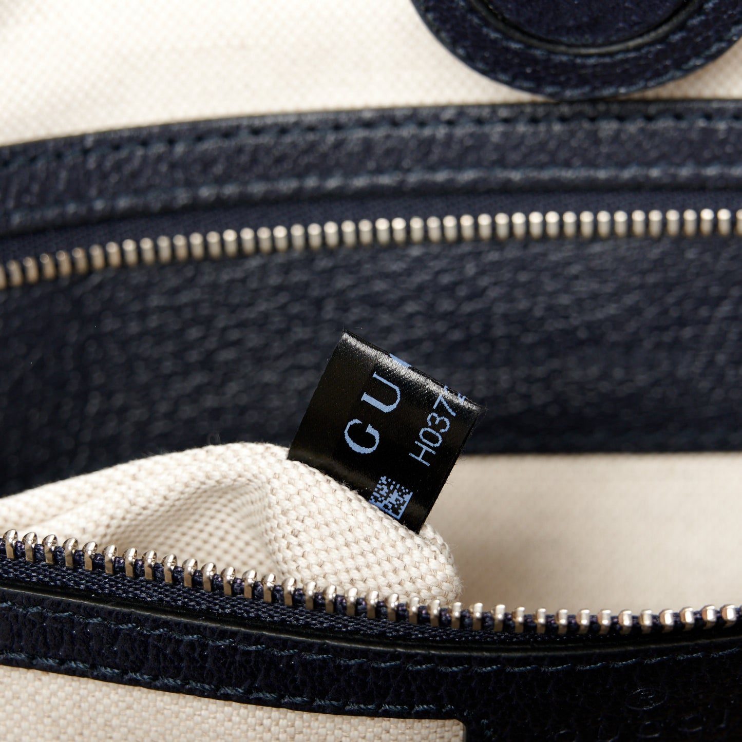 GG Supreme Monogram Textured Calfskin Web Medium Ophidia Shopping Tote Beige Blue