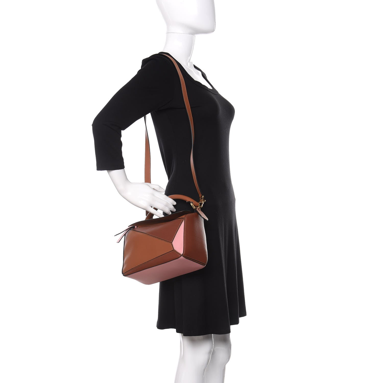 Loewe Calfskin Small Puzzle Bag Tan Medium Pink 2 of 9