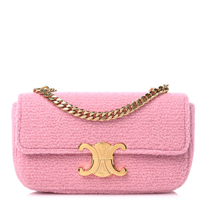 Celine Tweed Triomphe Chain Shoulder Bag Pink 1 of 11