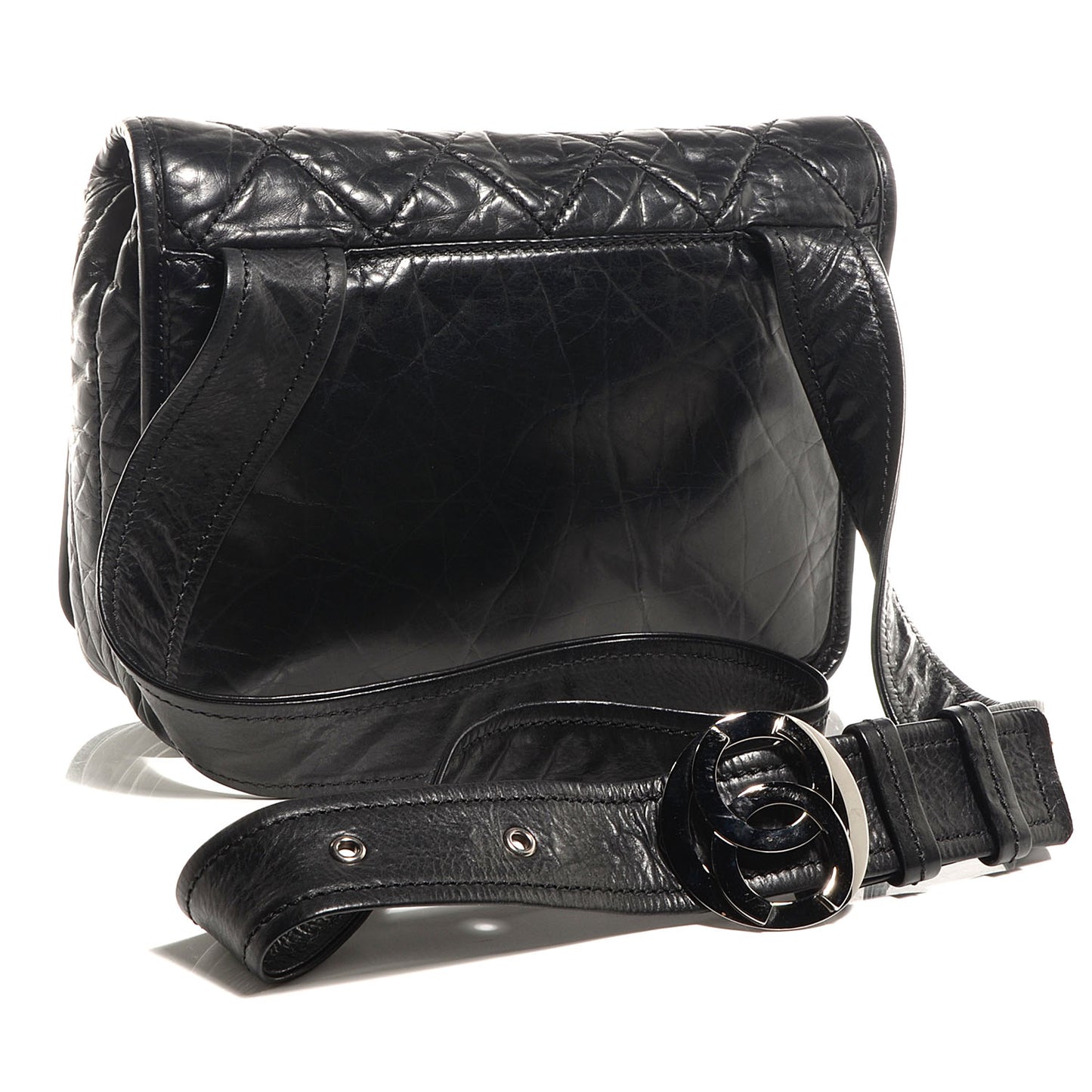 Aged Calfskin Vintage Ligne Messenger Flap Black
