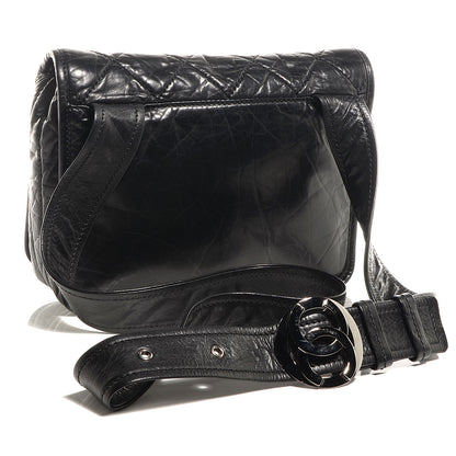 Chanel Aged Calfskin Vintage Ligne Messenger Flap Black 3 of 8