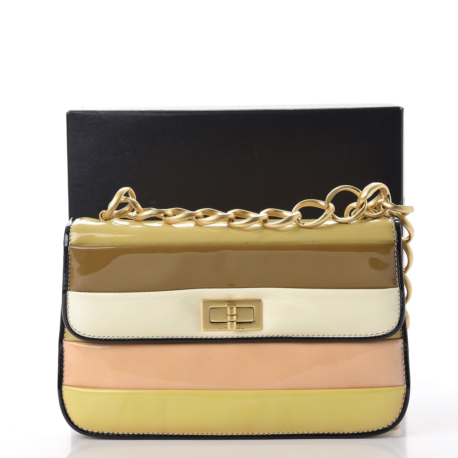 Chanel Patent Striped Mademoiselle Flap Multicolor 11 of 11