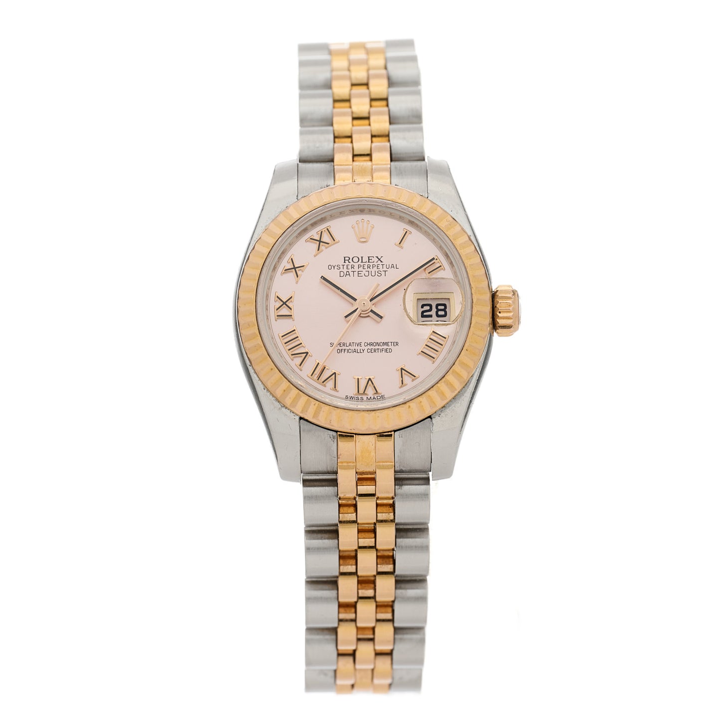 Stainless Steel 18K Everose Gold 26mm Oyster Perpetual Datejust Watch Pink Roman 179171