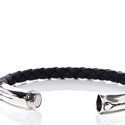 John Hardy Sterling Silver Leather 8mm Braided Bamboo Station Bracelet Black 5 of 5