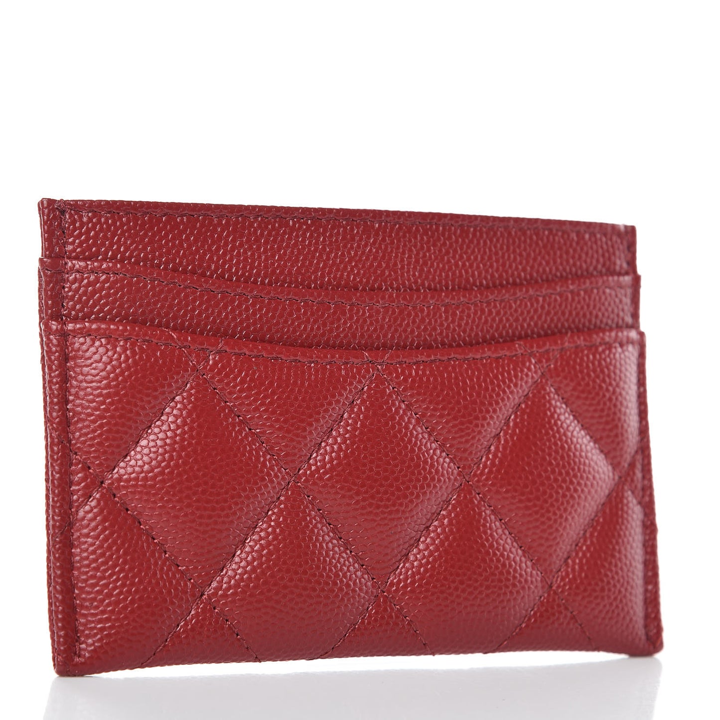 Caviar Quilted CC Card Holder Dark Red