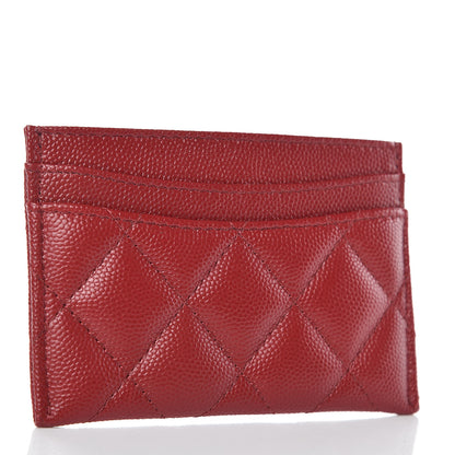 Chanel Caviar Quilted CC Card Holder Dark Red 3 of 9