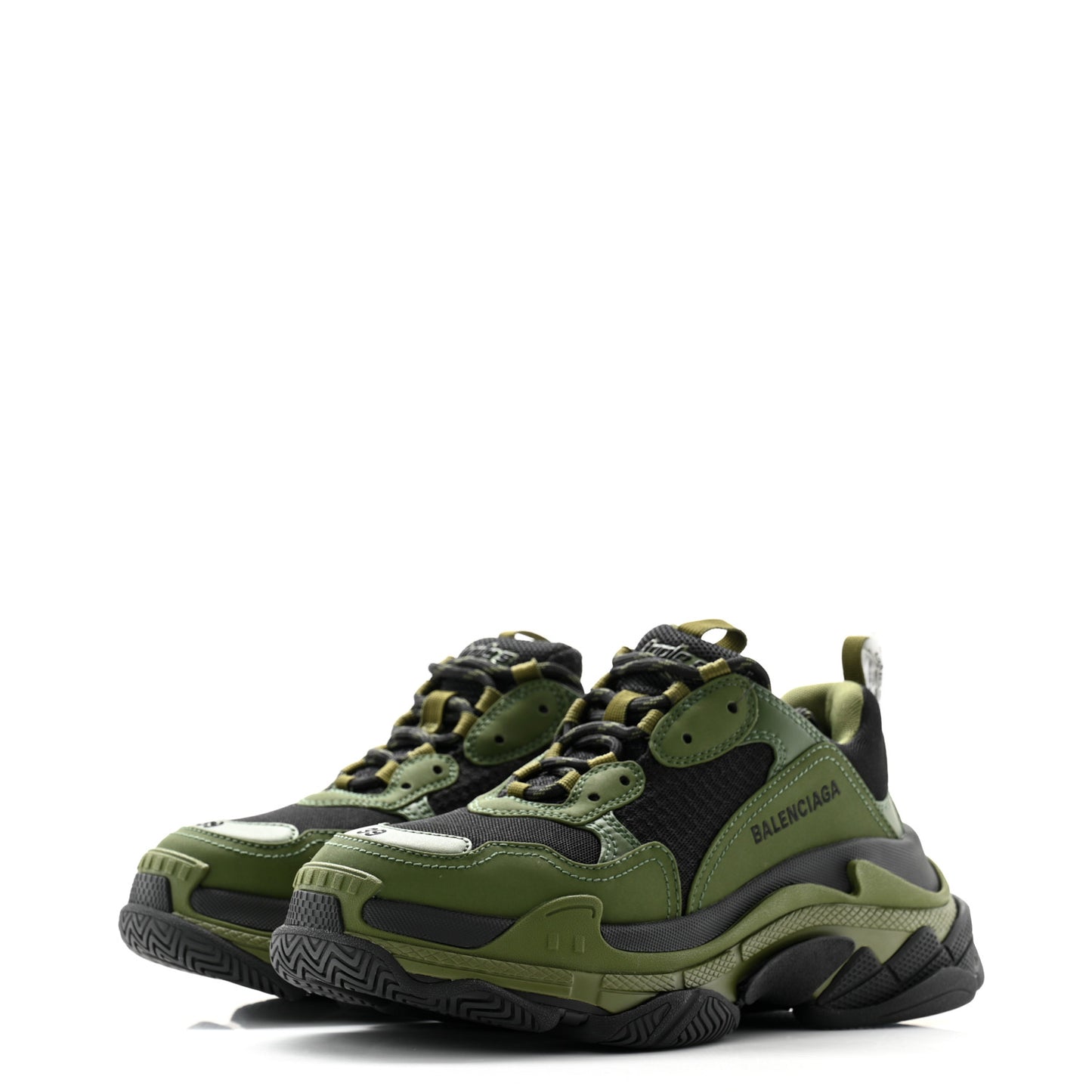 Fabric Mesh Mens Triple S Sneakers 39 Black Kaki