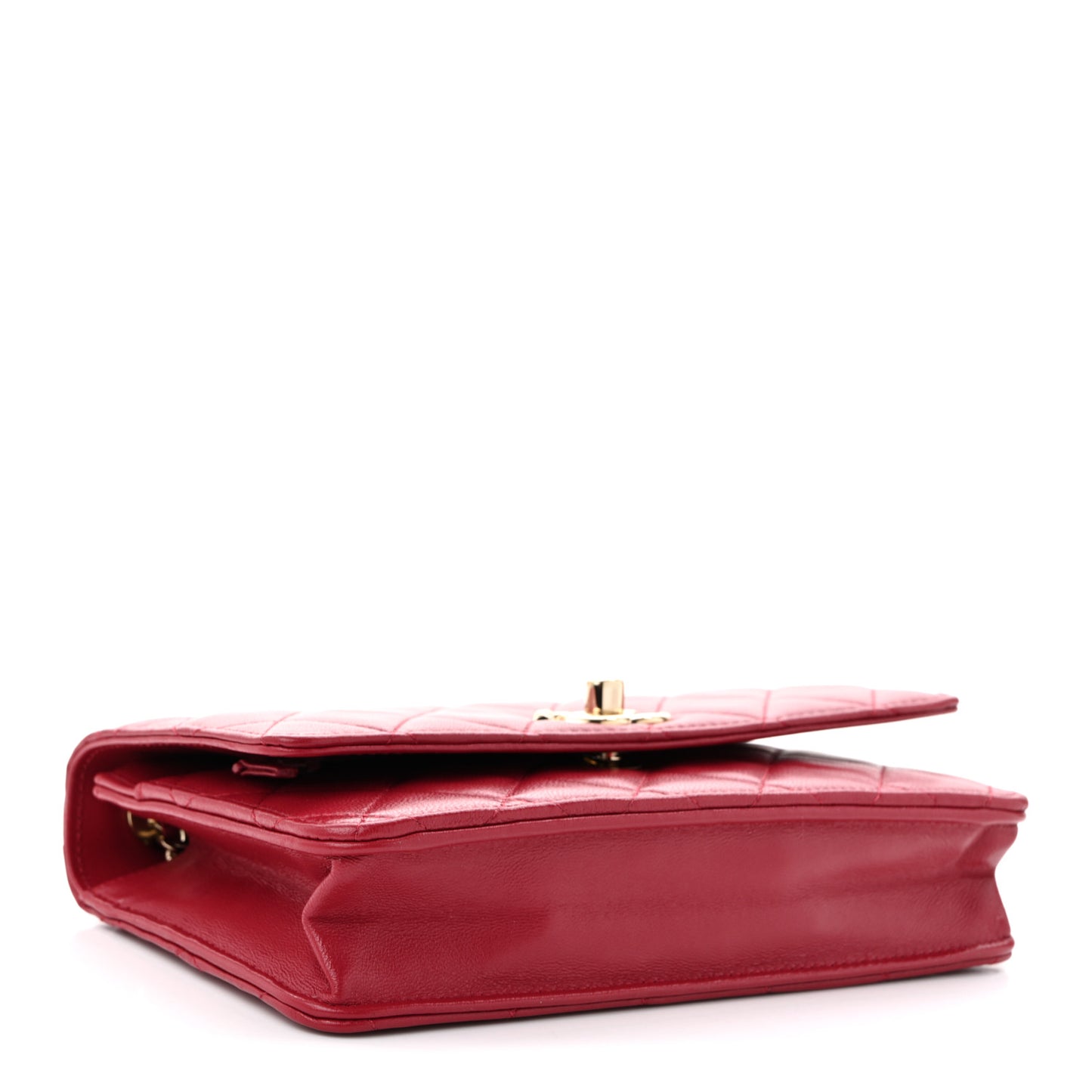 Lambskin Quilted Trendy CC Wallet On Chain WOC Red