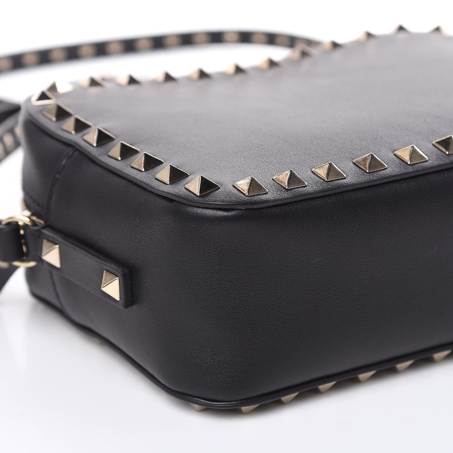 Calfskin Rockstud Camera Crossbody Bag Black