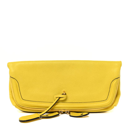 Alexander McQueen Grainy Calfskin Padlock Skull Clutch Yellow 1 of 14