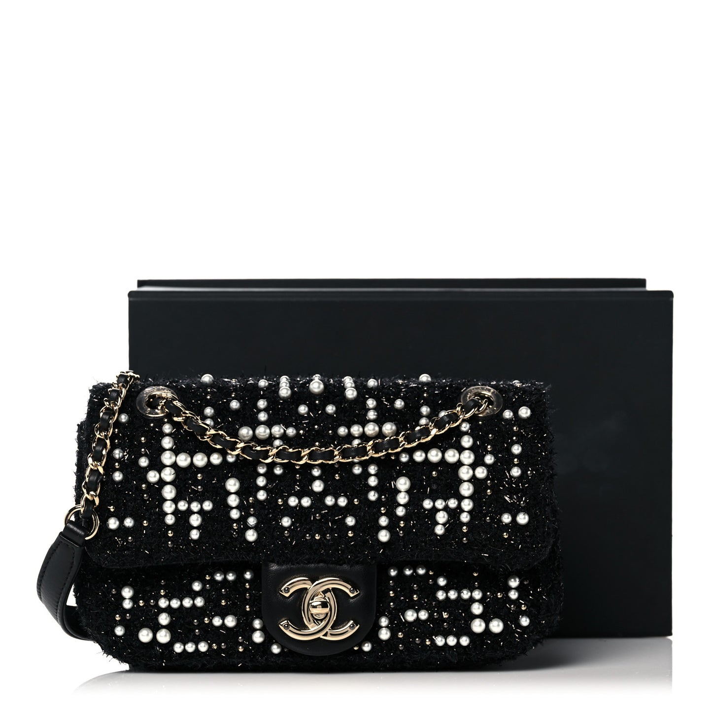 Tweed Pearl Small Cosmos Flap Black