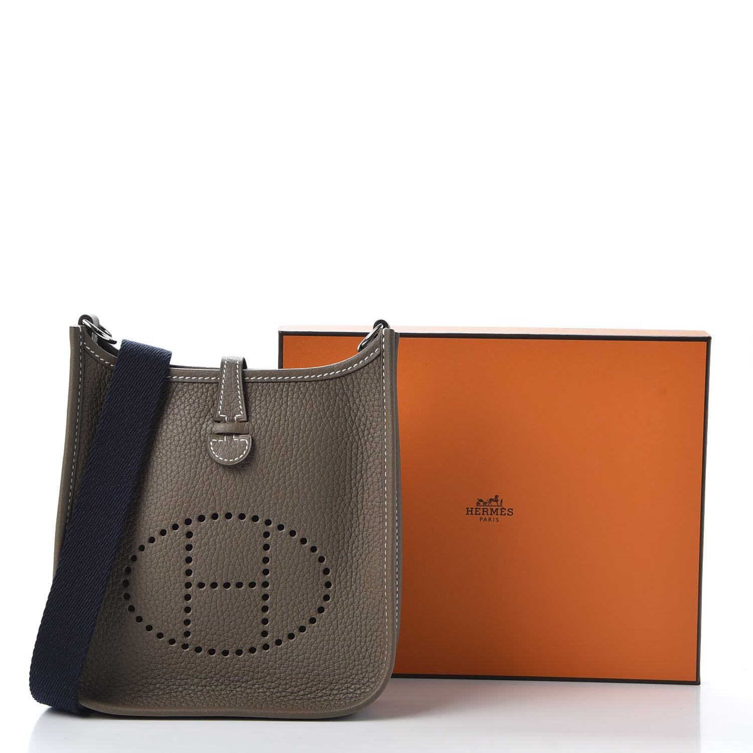 Hermes Taurillon Clemence Amazone Evelyne TPM Etoupe Bleu Indigo 9 of 9