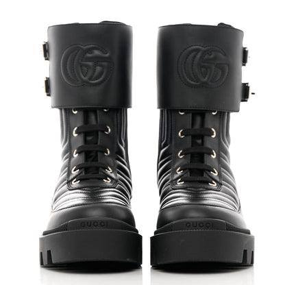 Gucci Nappa Frances GG Matelasse Platform Combat Boots 35 Black 2 of 11