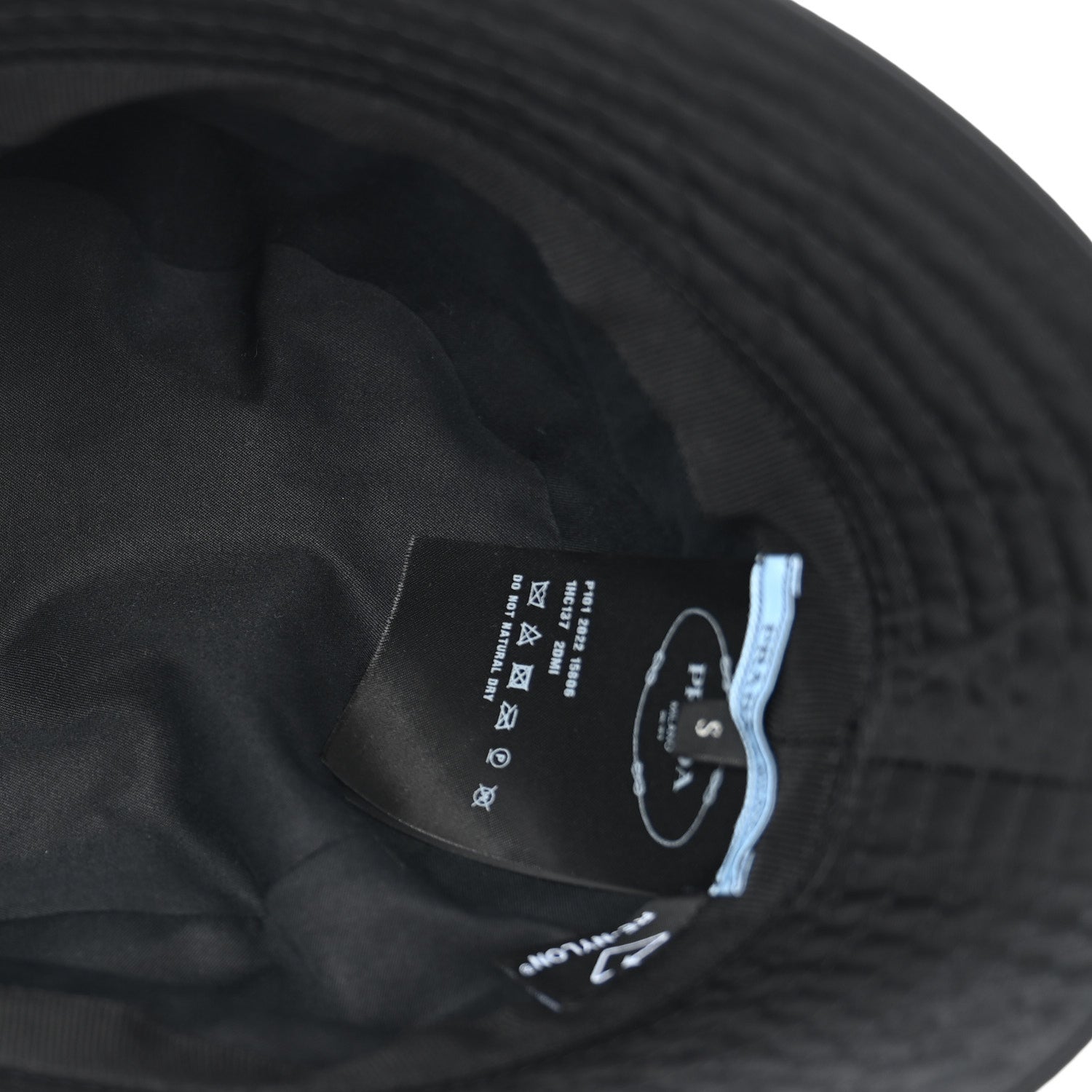 Prada Re-Nylon Metal Triangle Logo Womens Bucket Hat S Black 7 of 10