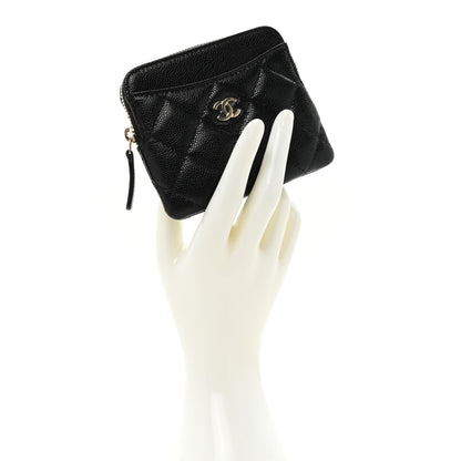 Chanel Caviar Quilted Zip Card Holder Wallet Black 2 of 11