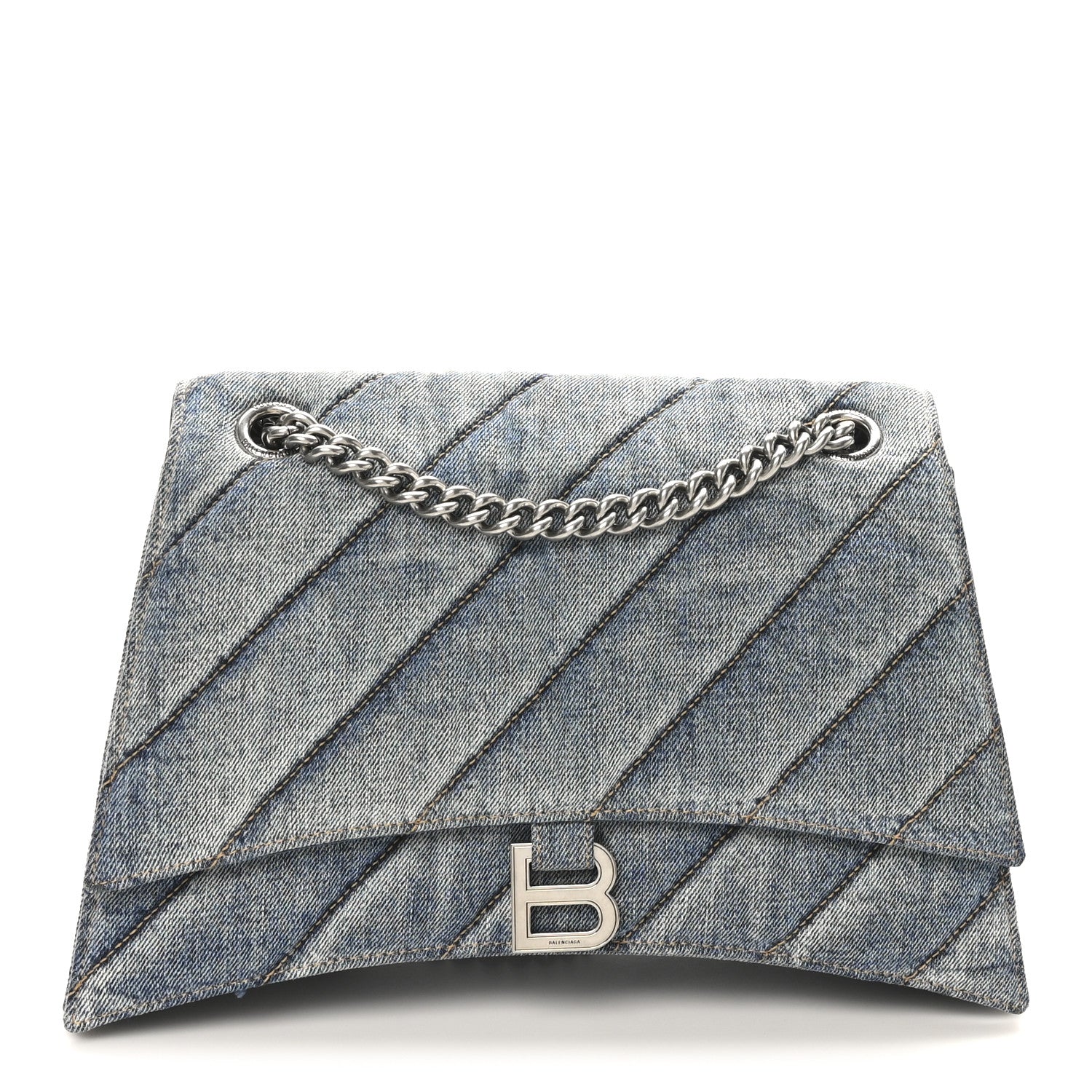 Balenciaga Washed Denim Quilted Medium Crush Chain Bag Denim Blue 1 of 9