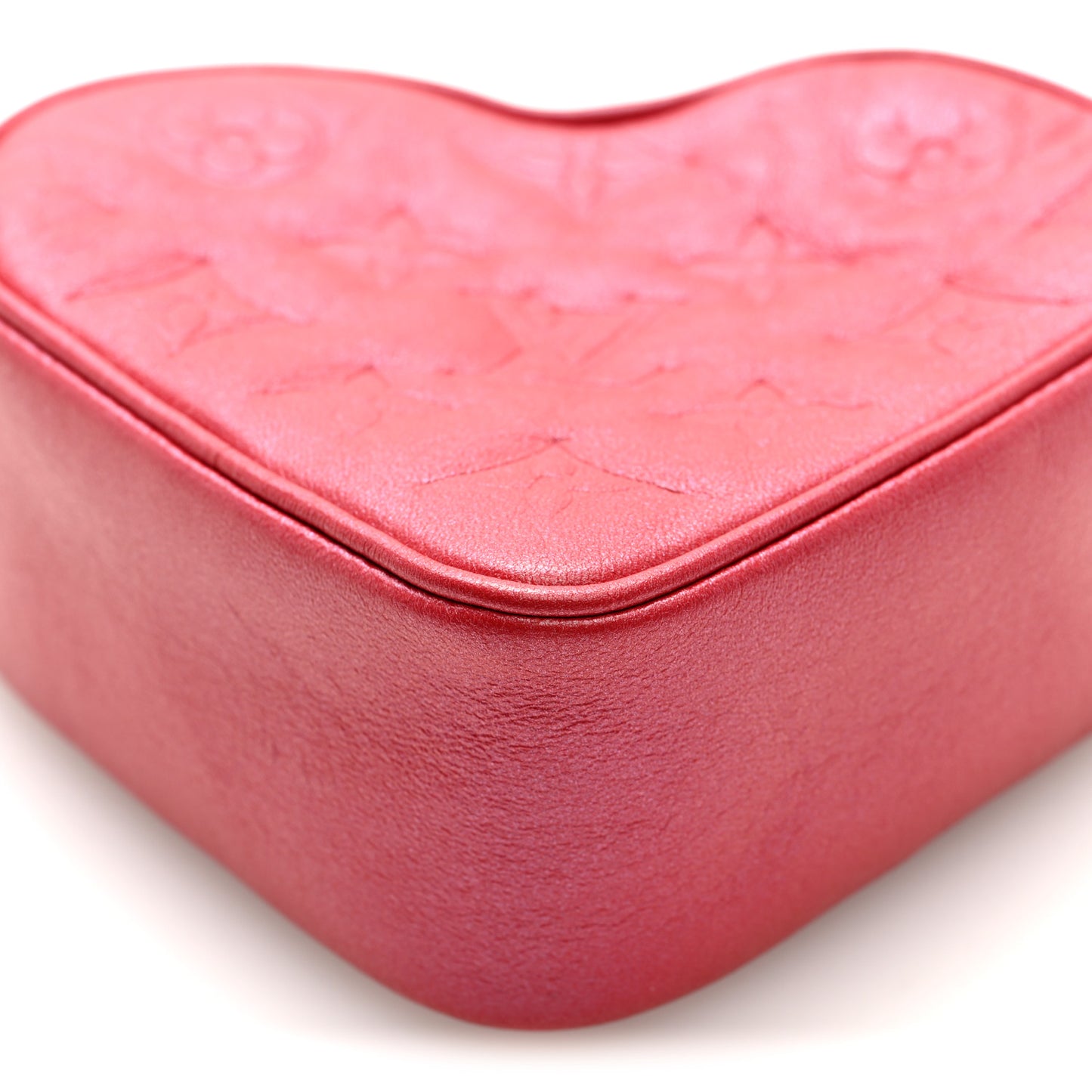 Lambskin Embossed Monogram Fall In Love Sac Coeur Heart Chain Bag Lipstick Red